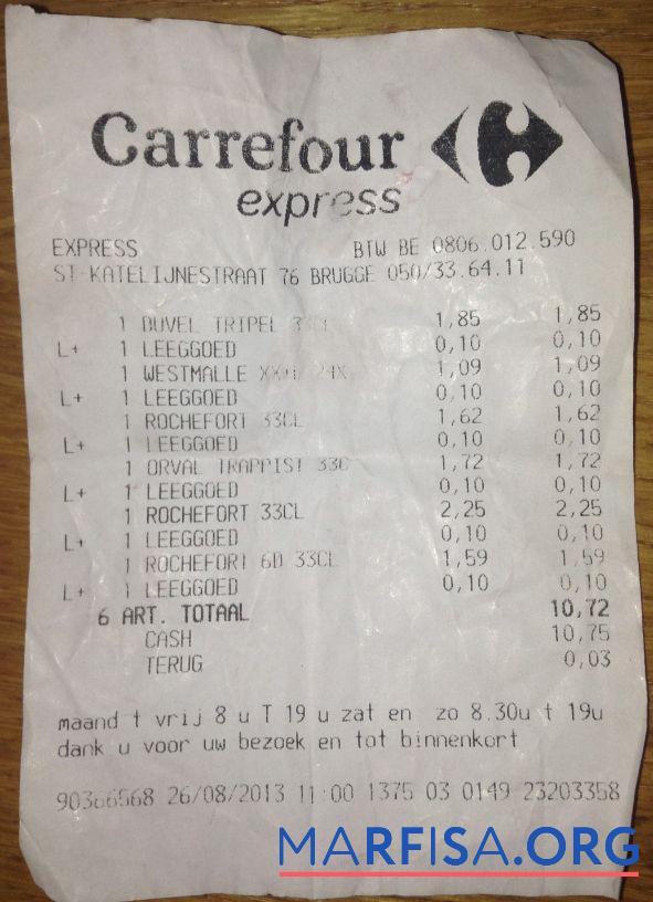 Downloadable Carrefour supermarket receipt example